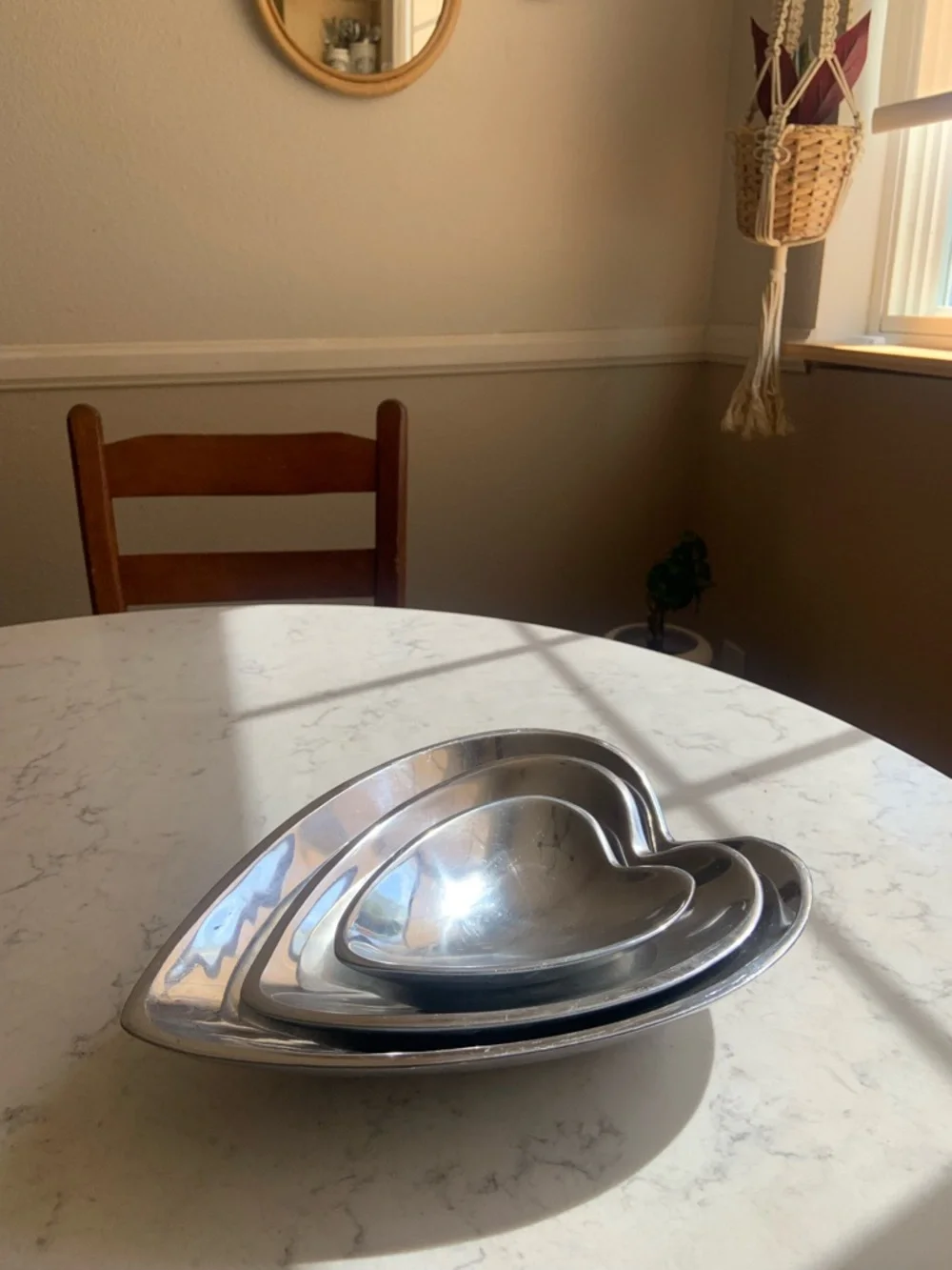 Nambe silver heart set of 3 tray vintage